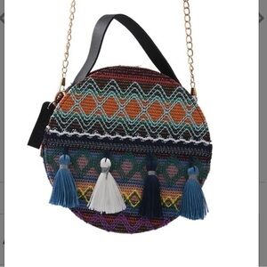 Embroidery Purple Faux Leather Mini Bag